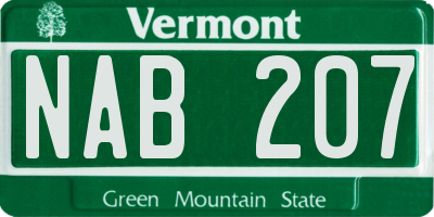 VT license plate NAB207