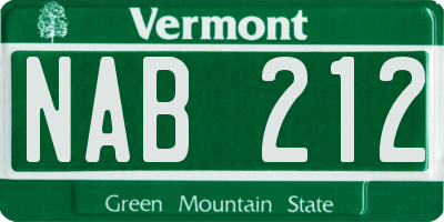 VT license plate NAB212