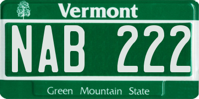 VT license plate NAB222