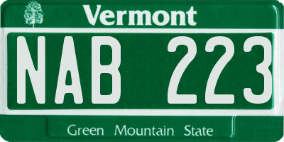 VT license plate NAB223