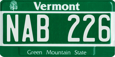 VT license plate NAB226