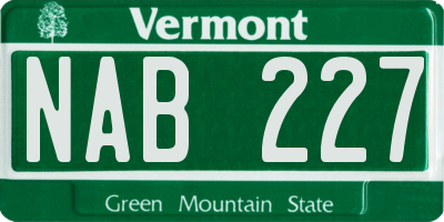 VT license plate NAB227