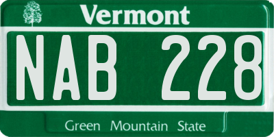 VT license plate NAB228