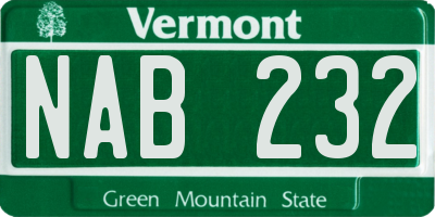VT license plate NAB232