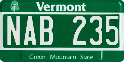 VT license plate NAB235