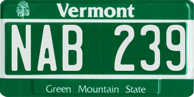 VT license plate NAB239