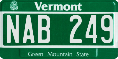 VT license plate NAB249