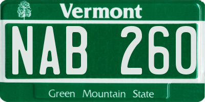 VT license plate NAB260