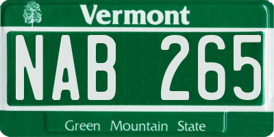VT license plate NAB265