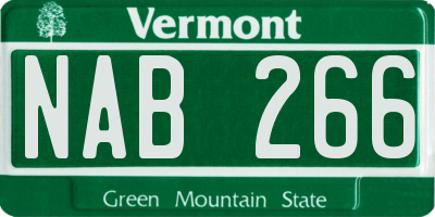 VT license plate NAB266