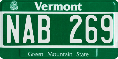 VT license plate NAB269