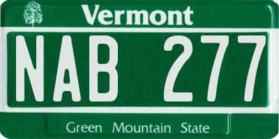VT license plate NAB277