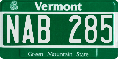VT license plate NAB285