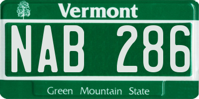 VT license plate NAB286
