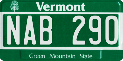 VT license plate NAB290