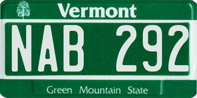 VT license plate NAB292