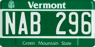 VT license plate NAB296
