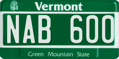 VT license plate NAB600