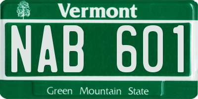 VT license plate NAB601
