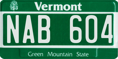 VT license plate NAB604