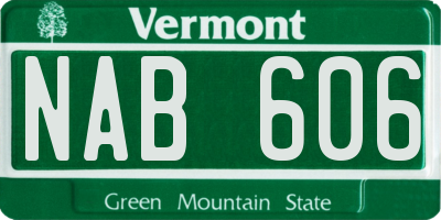 VT license plate NAB606