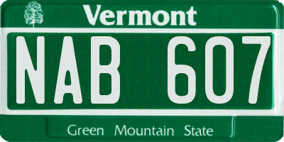VT license plate NAB607