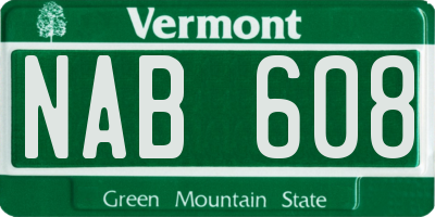 VT license plate NAB608