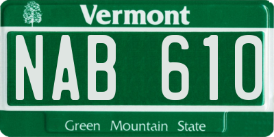 VT license plate NAB610