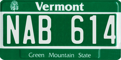 VT license plate NAB614