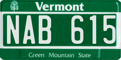 VT license plate NAB615