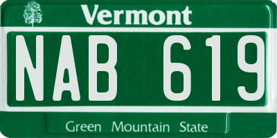 VT license plate NAB619