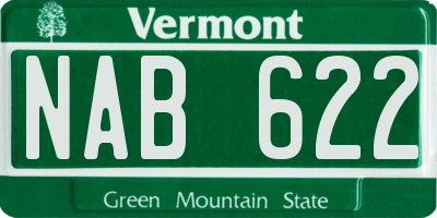 VT license plate NAB622
