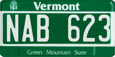VT license plate NAB623