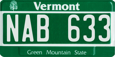 VT license plate NAB633