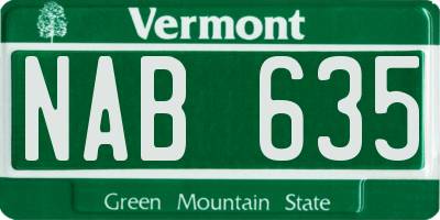 VT license plate NAB635