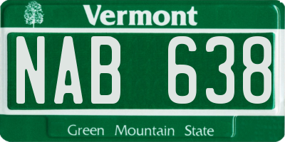 VT license plate NAB638
