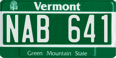 VT license plate NAB641