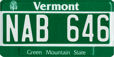 VT license plate NAB646