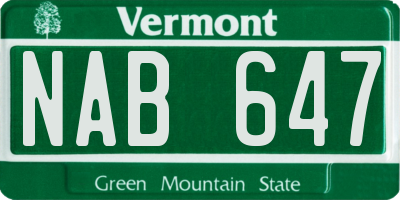 VT license plate NAB647