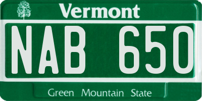 VT license plate NAB650