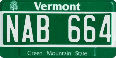 VT license plate NAB664