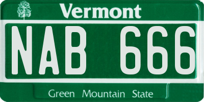 VT license plate NAB666