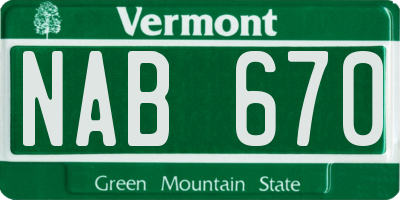 VT license plate NAB670