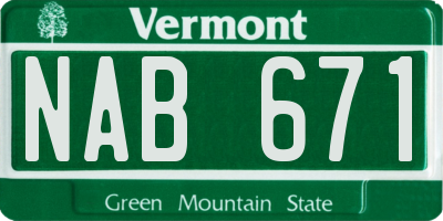 VT license plate NAB671