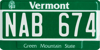 VT license plate NAB674