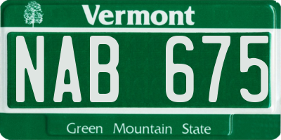 VT license plate NAB675