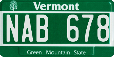 VT license plate NAB678