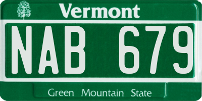 VT license plate NAB679