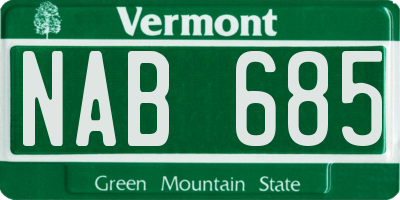 VT license plate NAB685