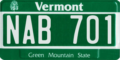 VT license plate NAB701